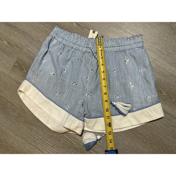 by Anthropologie The Bijou Shorts Blue White Striped Eyelet Women's XS EUC - Picture 4 of 5